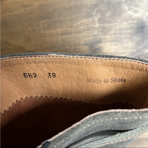 The Art Company Mid Ankle Boots Sz 38 US 7-7.5 Leather Suede Wooden Heel Buckle - Picture 11 of 13